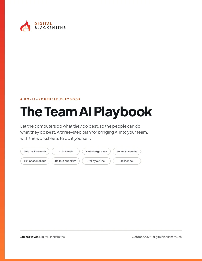 Cover of The Team AI Playbook by Digital Blacksmiths